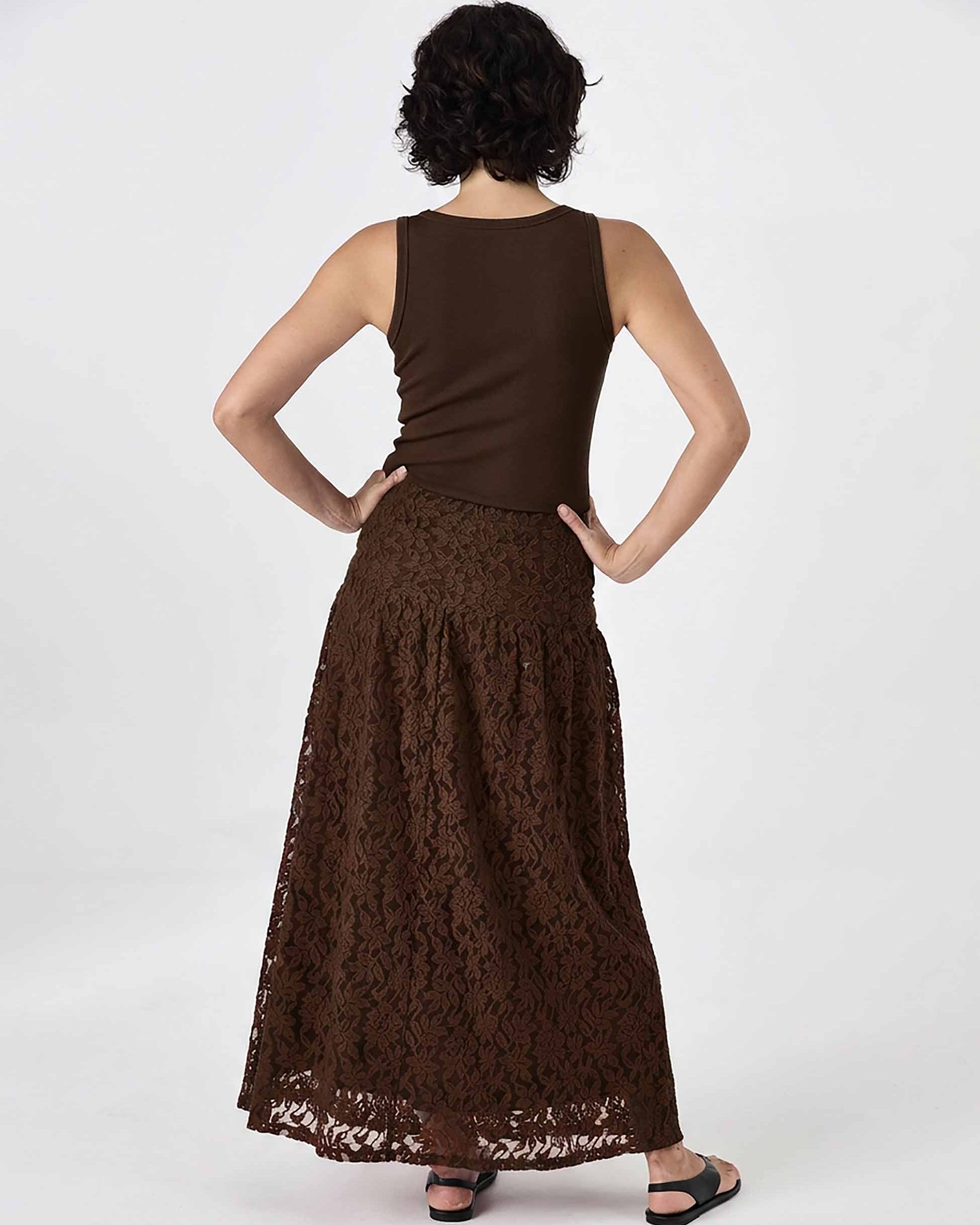 Chantelle Lace Skirt - Coffee Bean