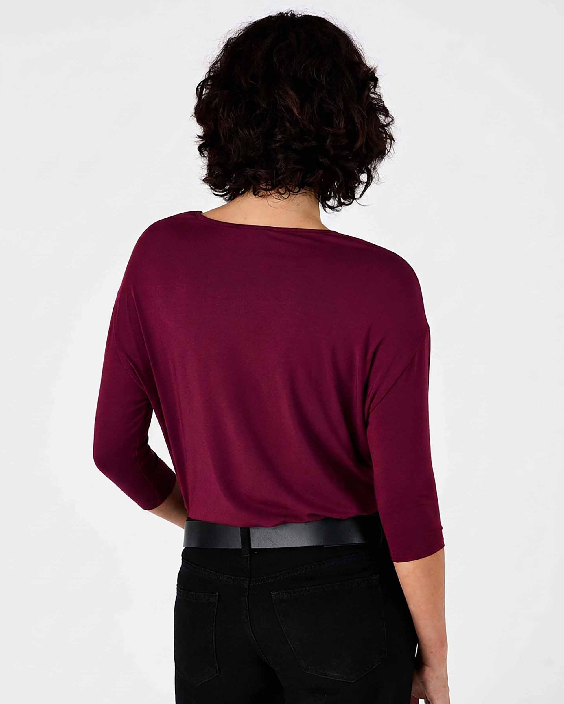Modal Luxe Layer Tee 3/4 Sleeve - Sangria