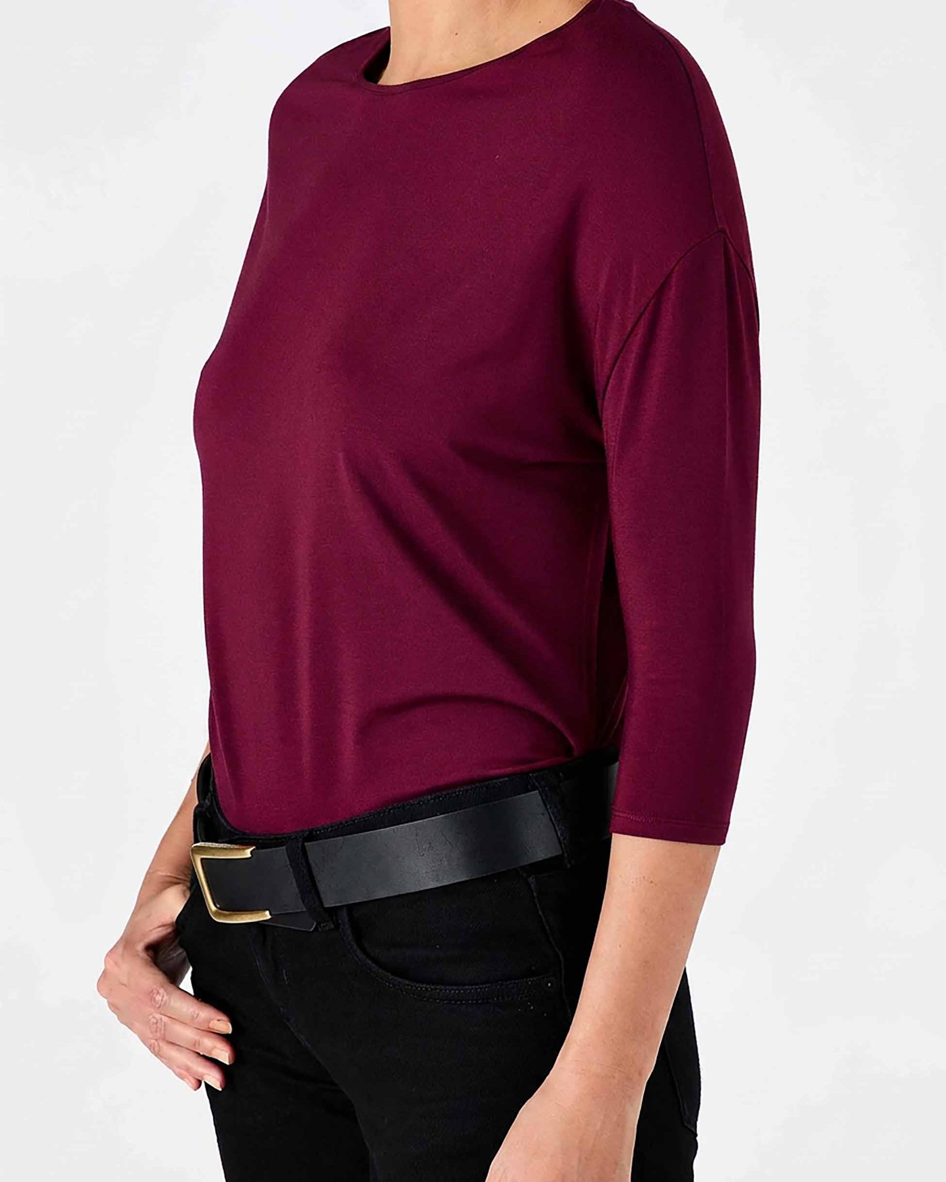 Modal Luxe Layer Tee 3/4 Sleeve - Sangria