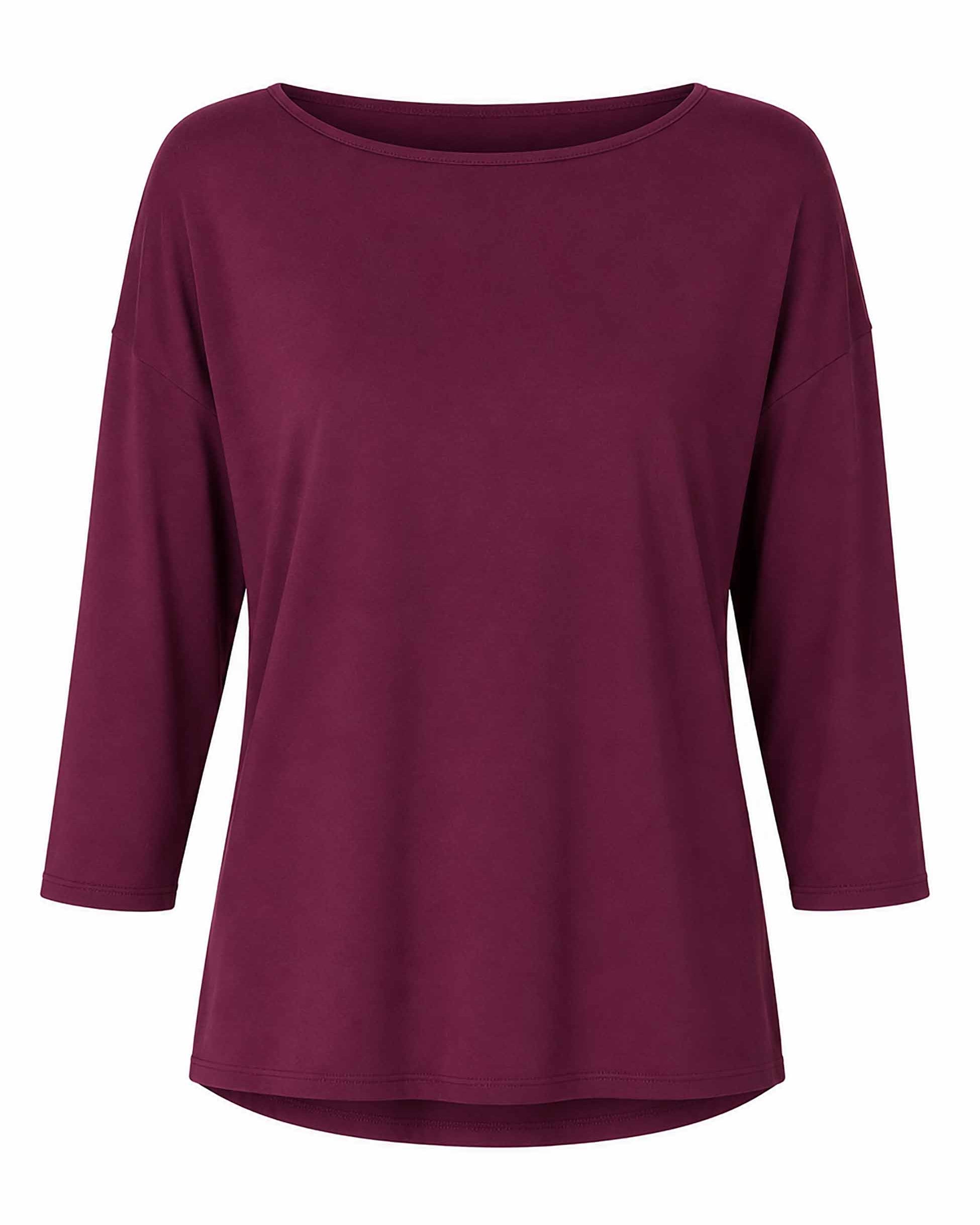 Modal Luxe Layer Tee 3/4 Sleeve - Ruby