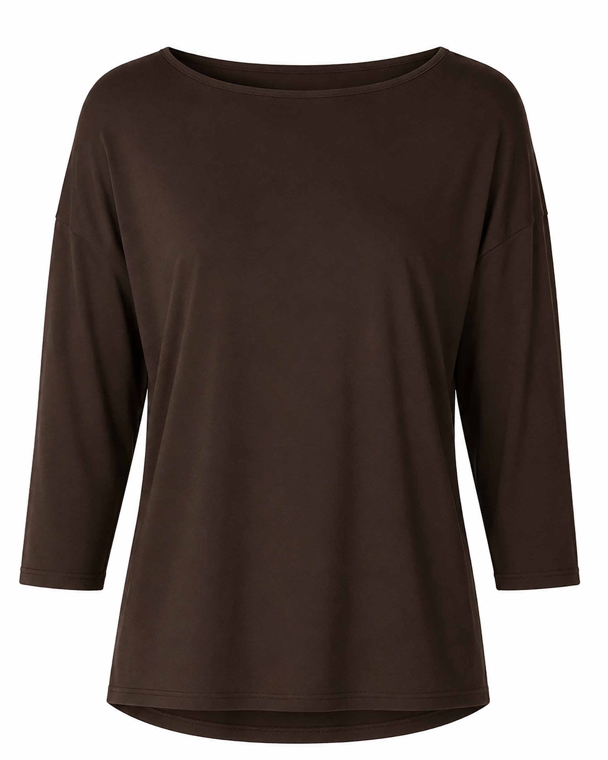 Modal Luxe Layer Tee 3/4 Sleeve - Coffee Bean