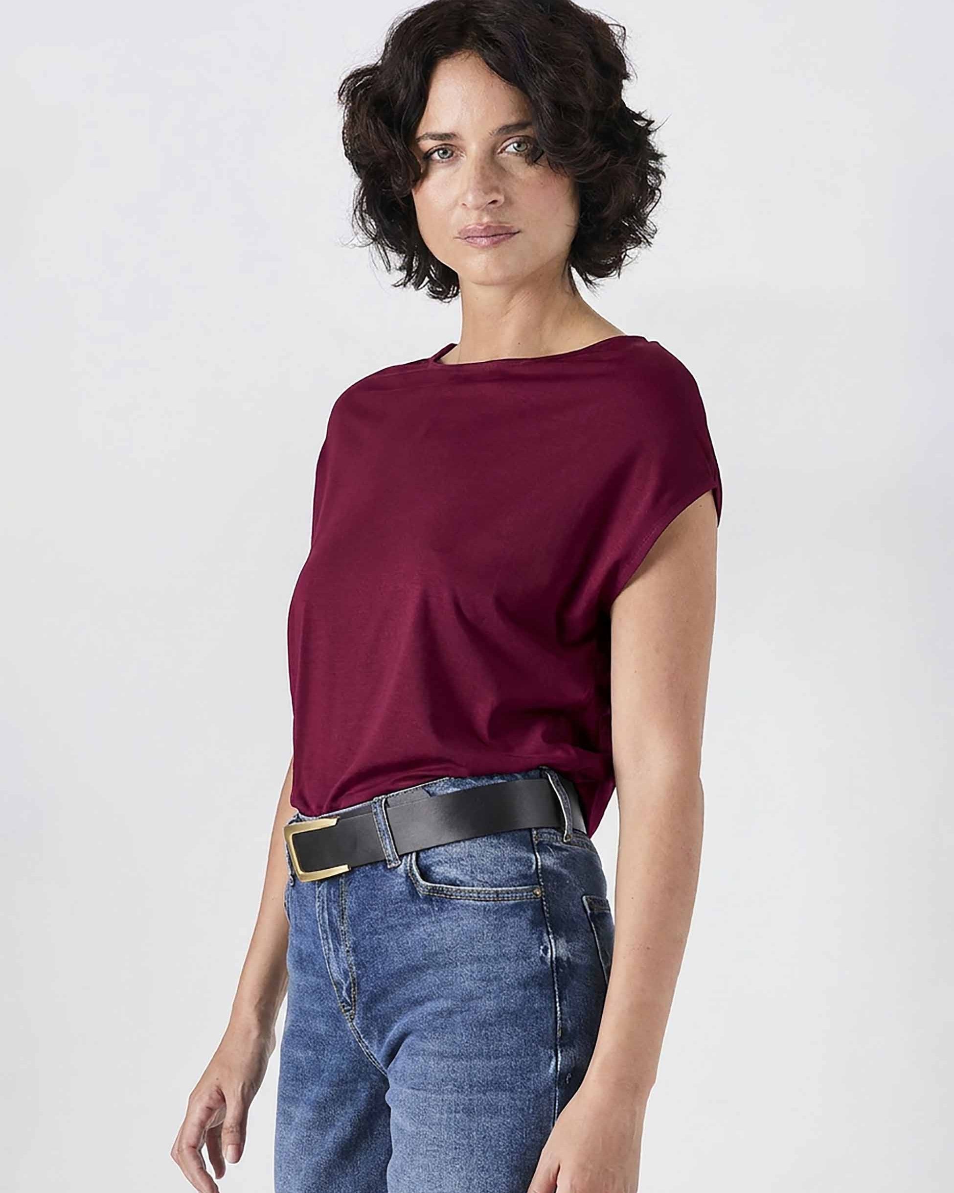 Modal Luxe Layer Tee - Sangria