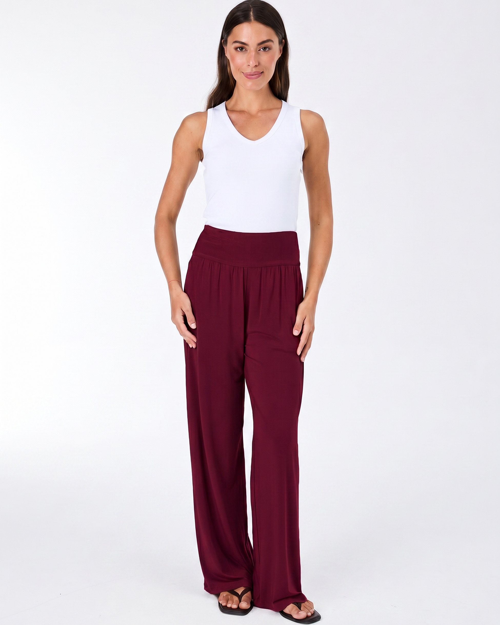 Nomad Modal Wide Leg Pant - Sangria