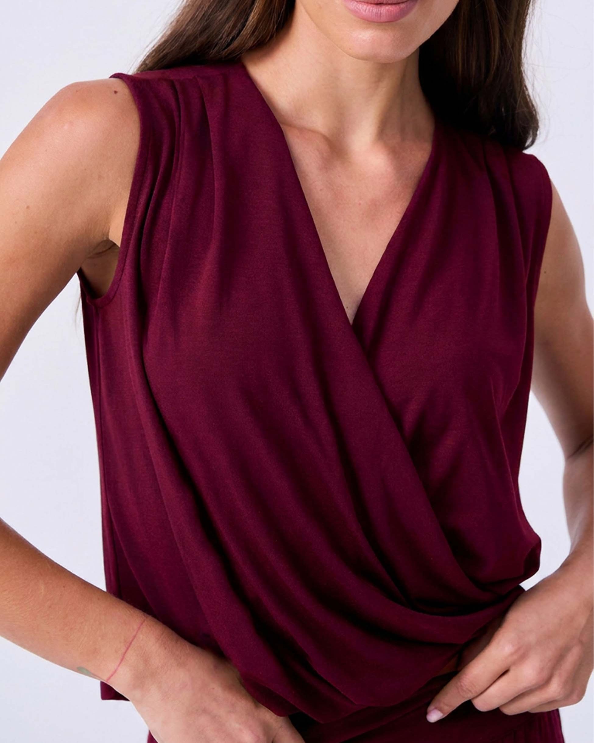 Athena Drape Top - Sangria