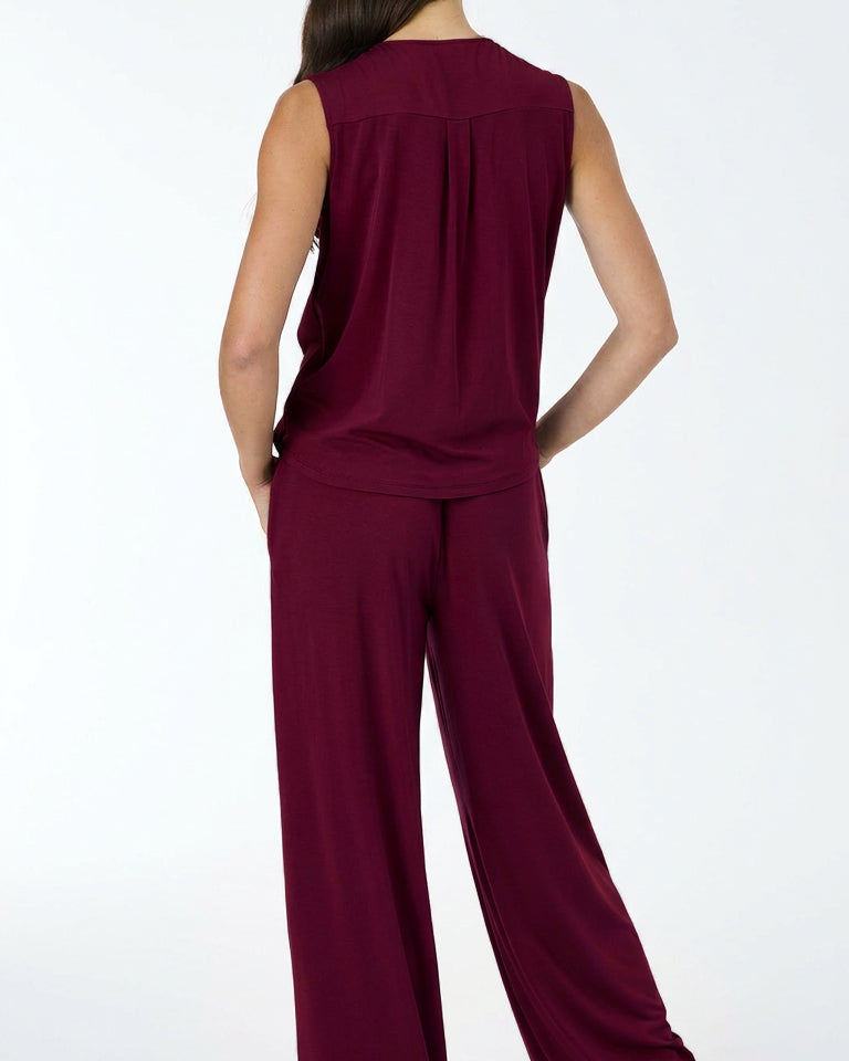 Emery Wide Leg Pants - Sangria