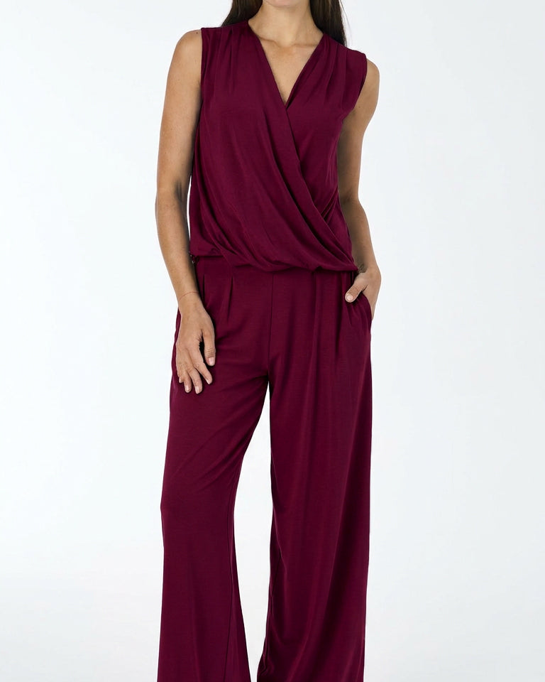 Emery Wide Leg Pants - Sangria