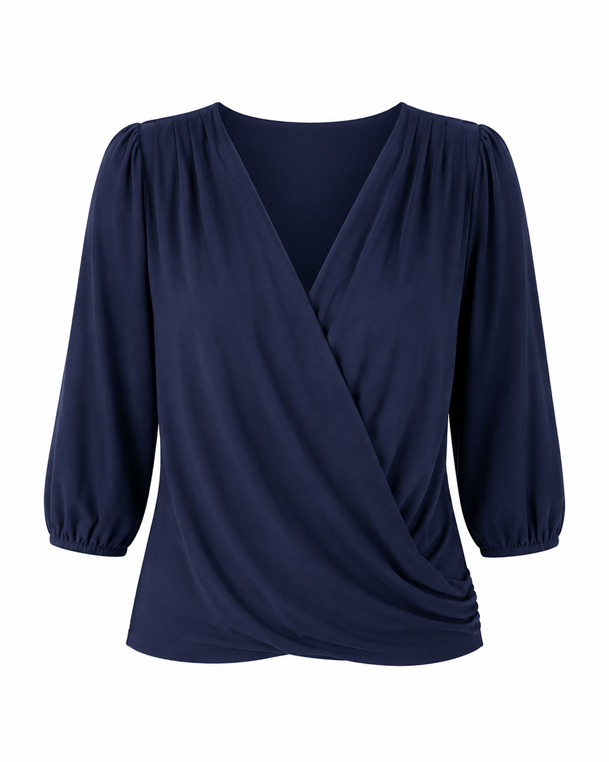 Athena 7/8 Sleeve Drape Top - Navy