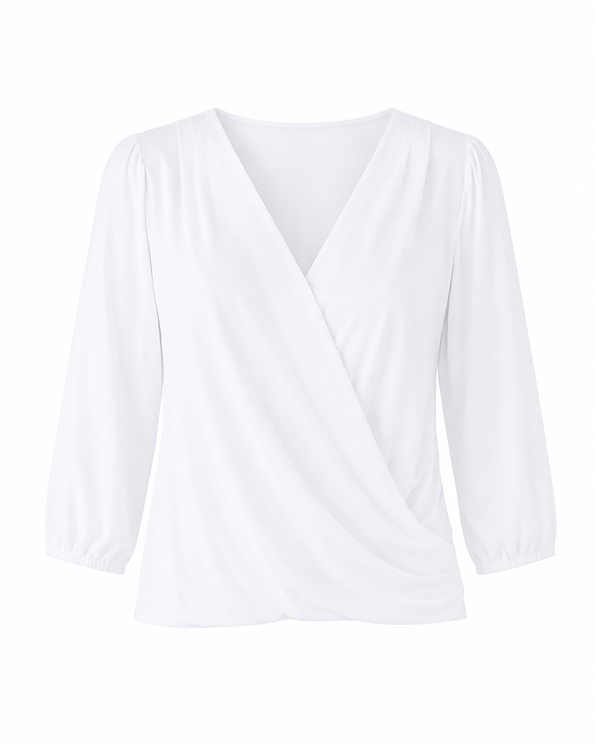 Athena 7/8 Sleeve Drape Top - White