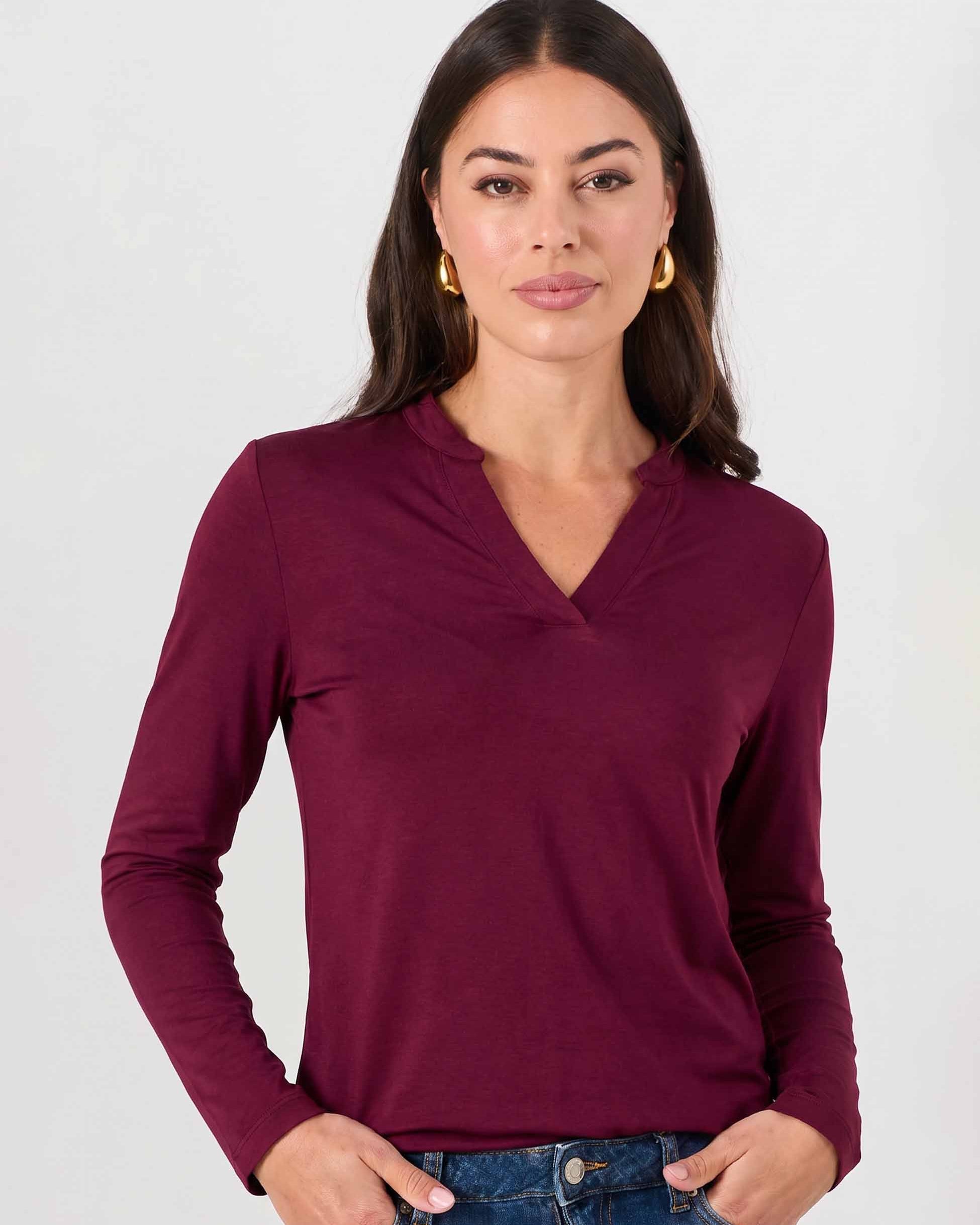 Nero Long Sleeve Top - Sangria