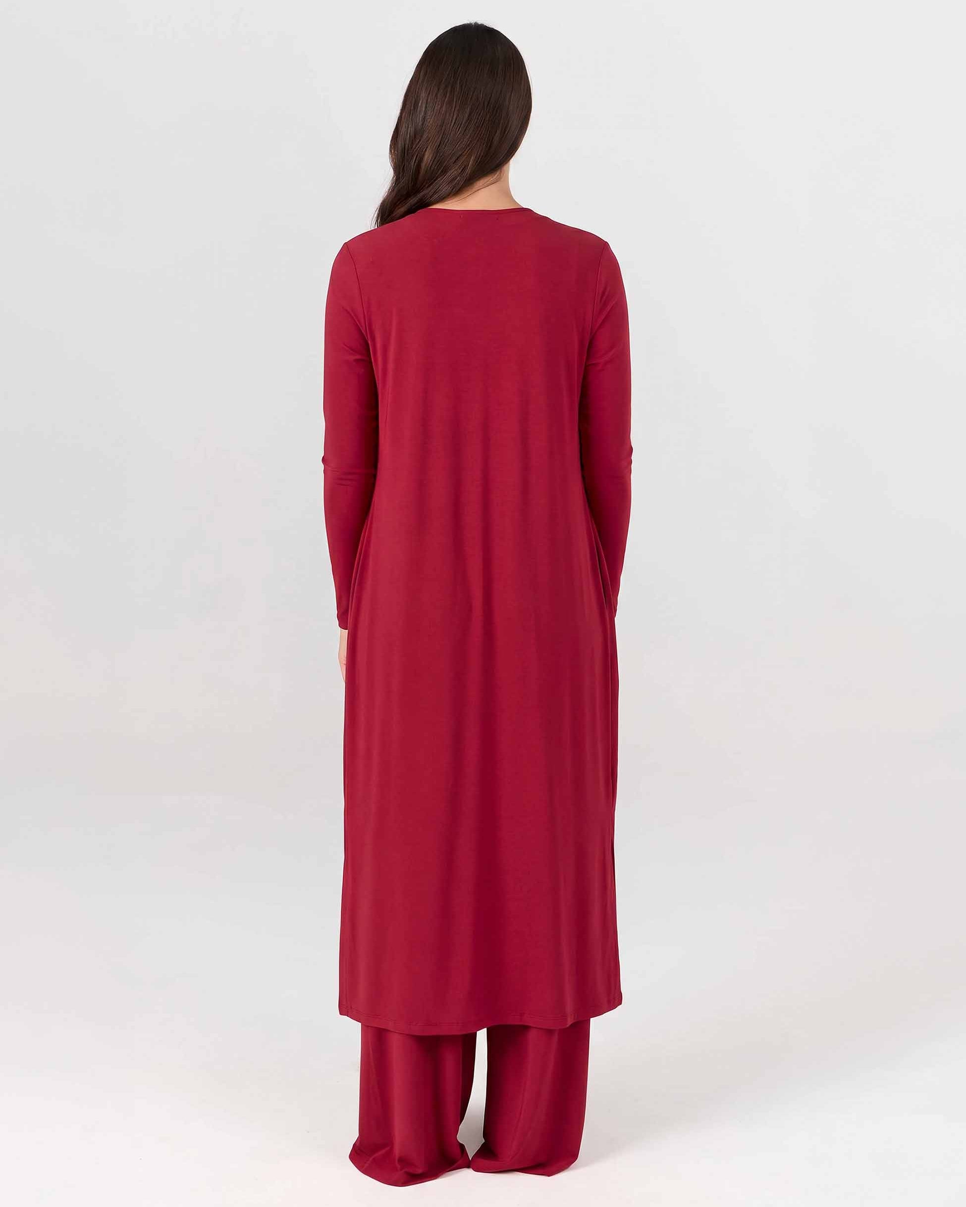 Modal Longline Cardigan - Cherry