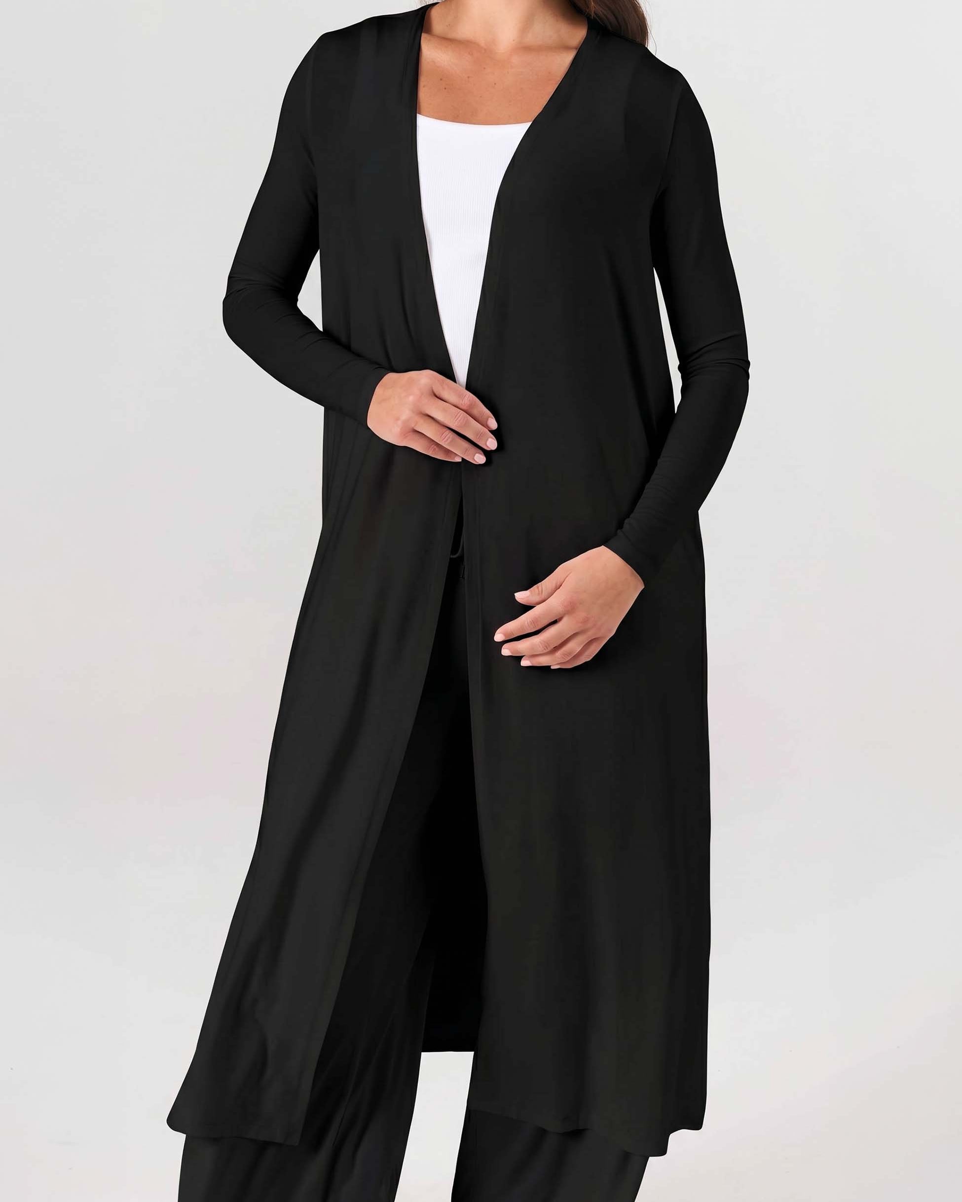 Modal Longline Cardigan - Black