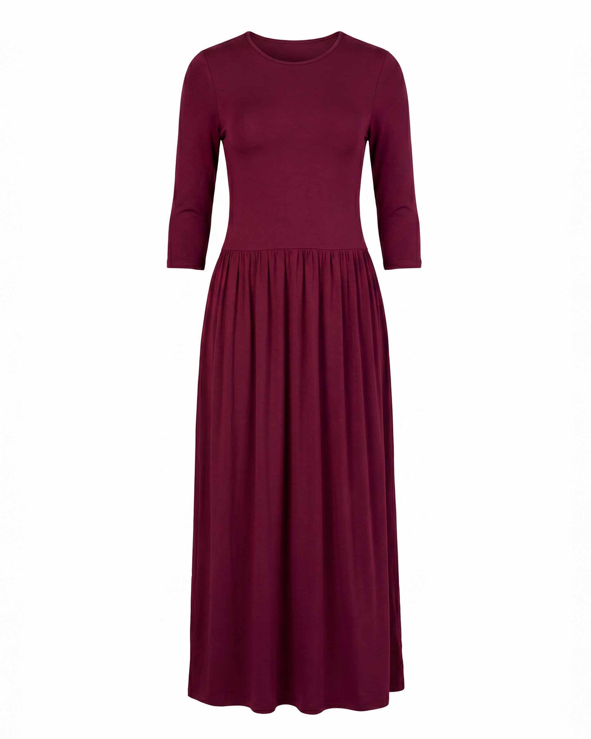 7/8 Sleeve Essential Maxi Dress Sangria