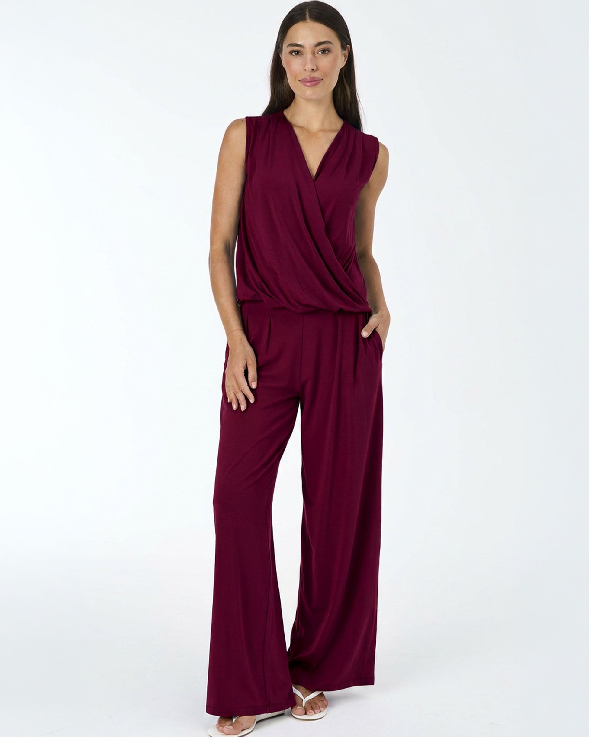 Emery Wide Leg Pants - Sangria