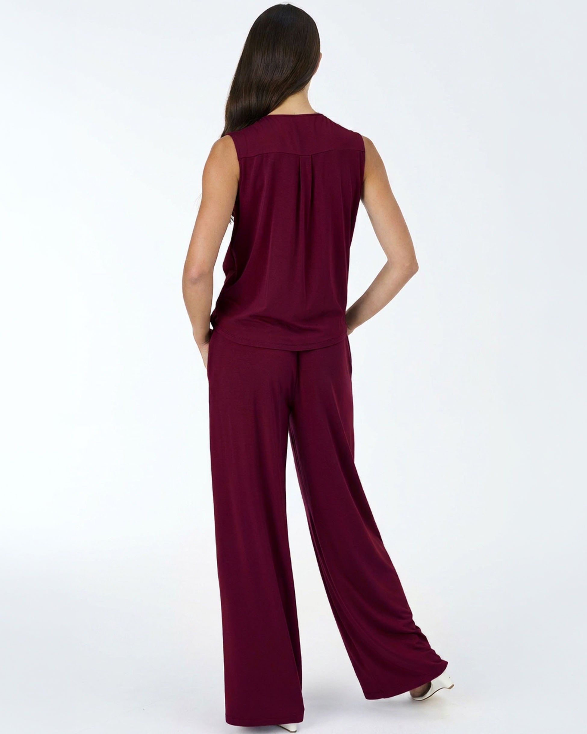 Emery Wide Leg Pants - Sangria