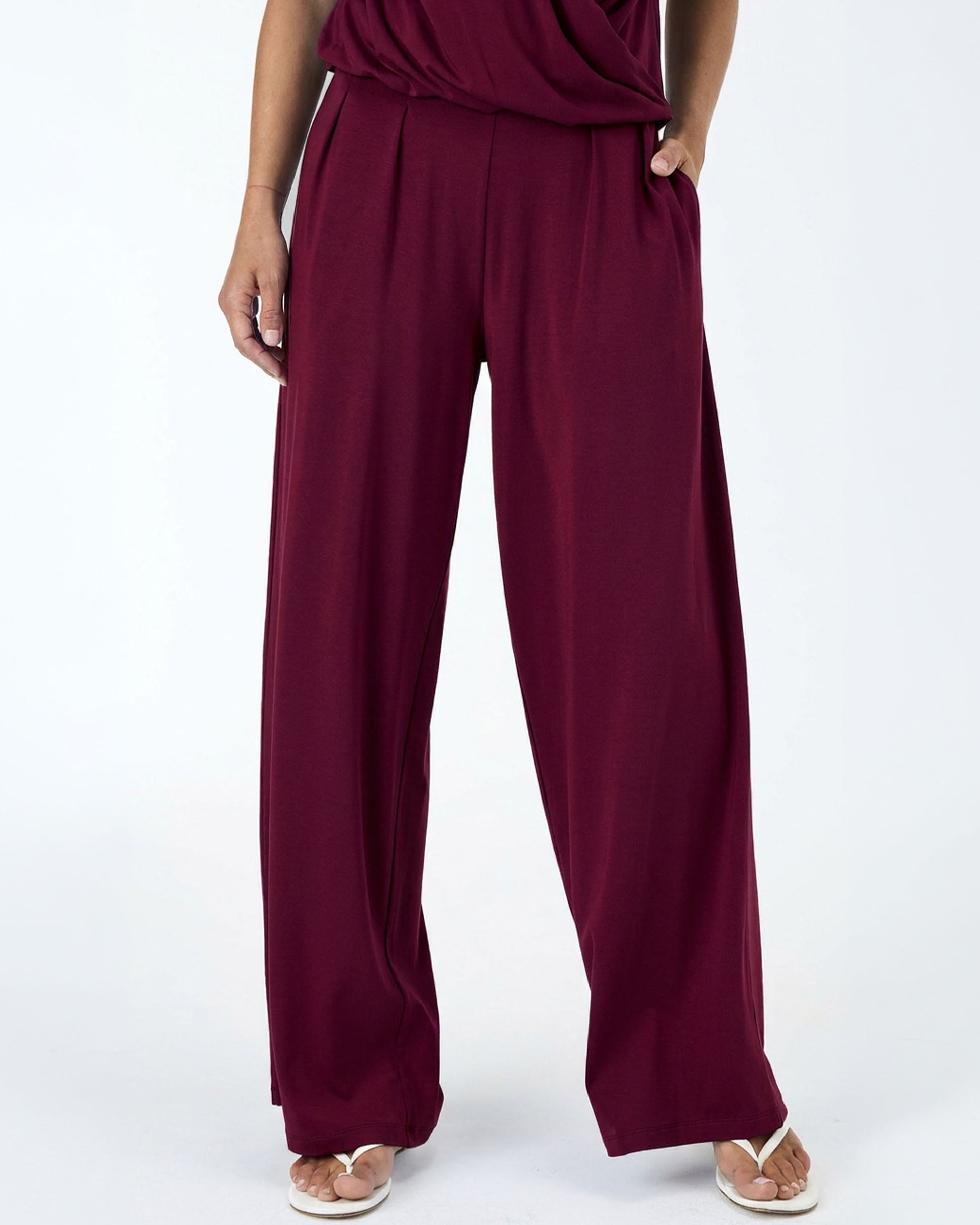 Emery Wide Leg Pants - Sangria
