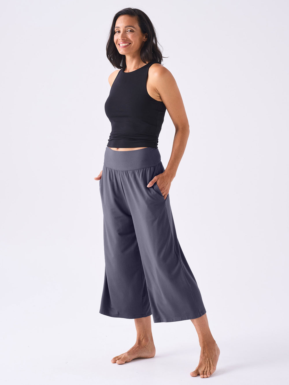 Cropped Nomad Wide Leg   - Charcoal