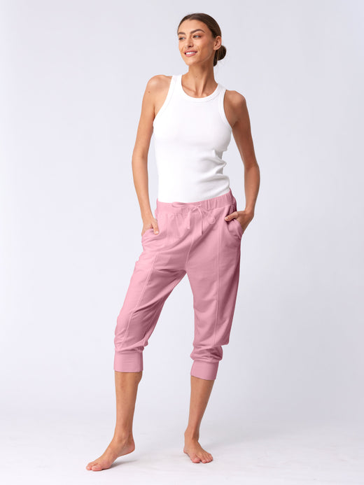 Breeze French Terry Cropped Jogger - Rosewater