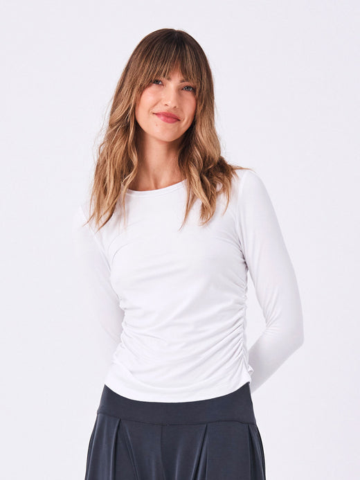 Side Rouch Top - White