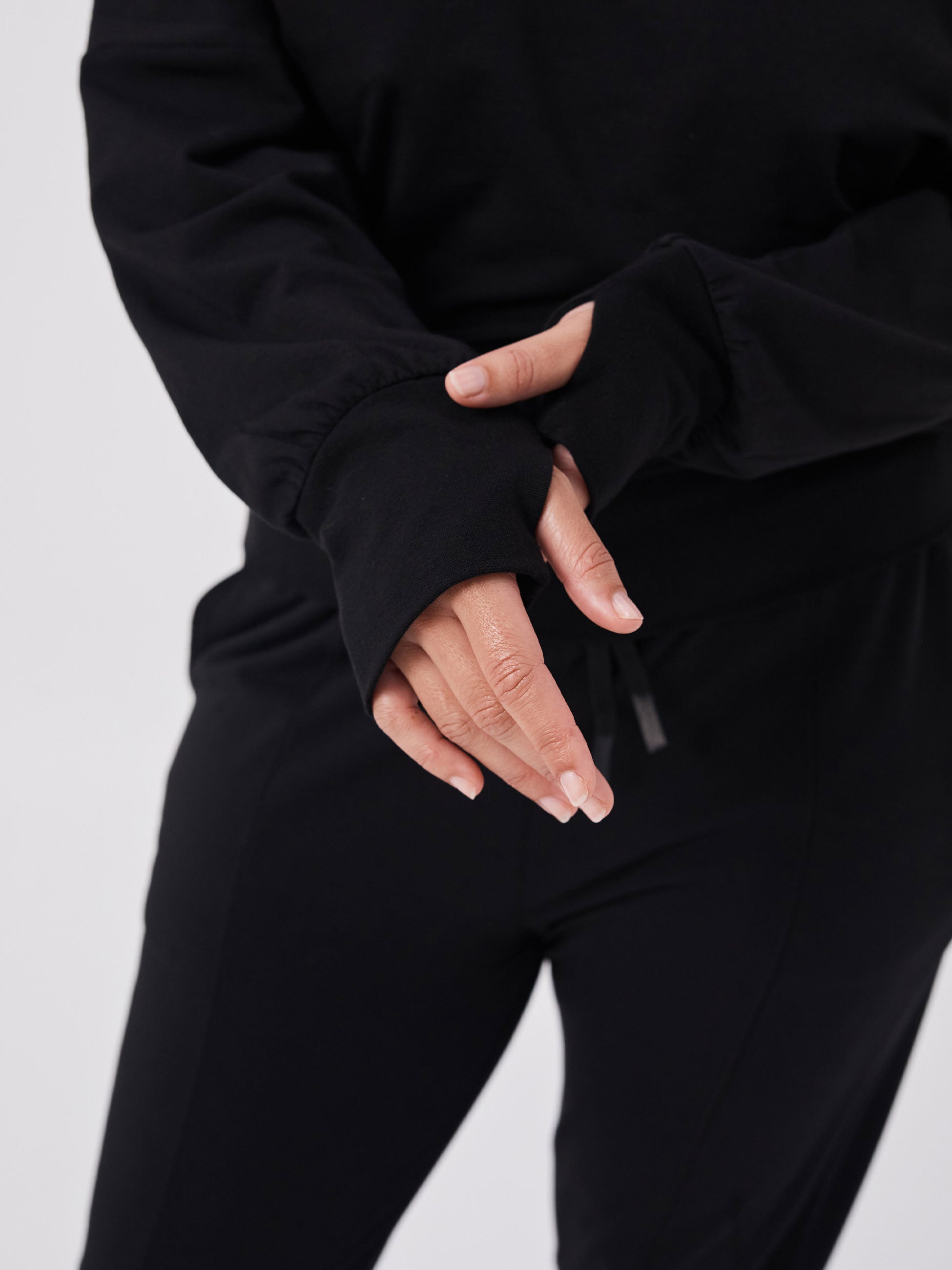 French Terry Off Shoulder Sweatshirt - Black