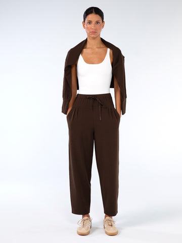 Kyoto Ankle Length French Terry Jogger - Coffee Bean