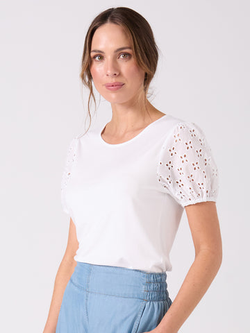 Broderie Anglaise Top - White