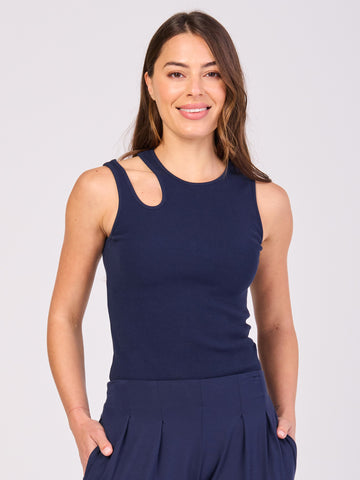 Cut Out Rib Tank - Navy
