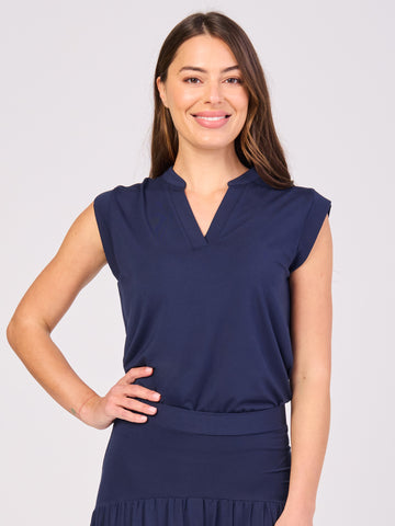 Nero Placket Tee - Navy