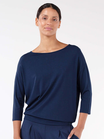 Modal Luxe Layer Tee  3/4 Sleeve - Navy