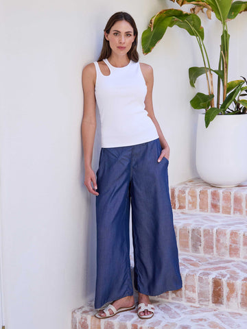 Cut Out Rib Tank - White