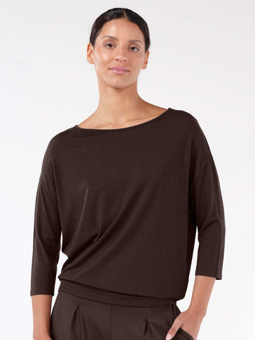 Modal Luxe Layer Tee  3/4 Sleeve - Coffee Bean