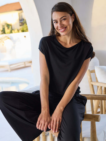 Modal Luxe Layer Tee - Black