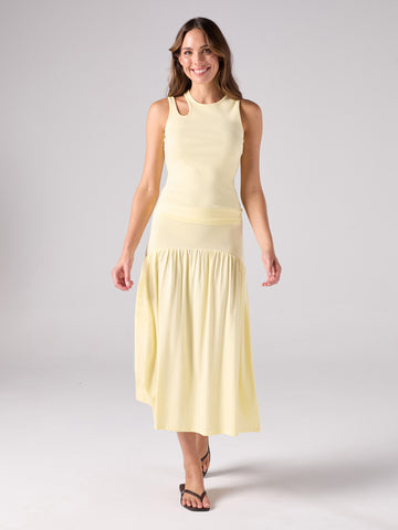 Cut Out Rib Tank - Pastel Yellow