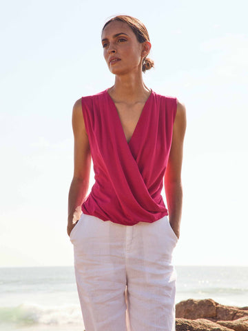 Athena Drape Top - Cerise