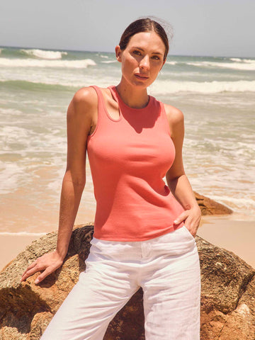 Cut Out Rib Tank - Sienna