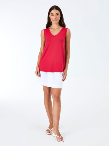V Neck Swing Top - Cherry