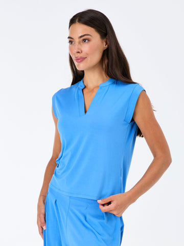 Nero Placket Tee - Cobalt Blue