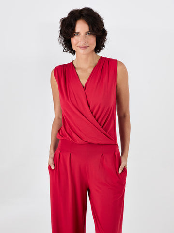 Athena Drape Top - Cherry