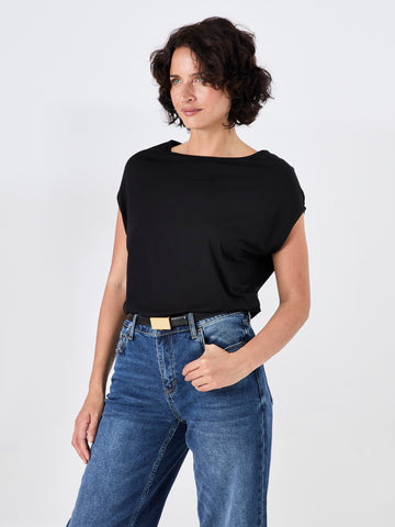 Modal Luxe Layer Tee - Black