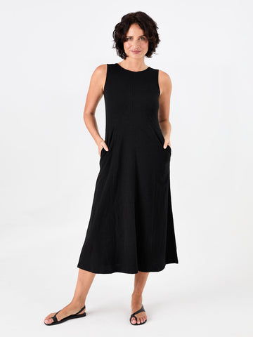 Textured Slub Dress - Black