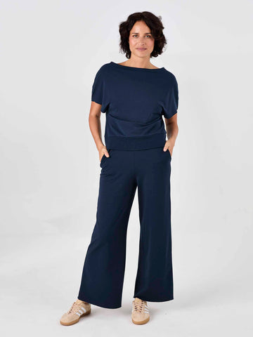 Classic Wide Leg Sweat Pants - Navy
