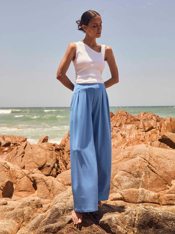 Emery Wide Leg Pants - Cobalt