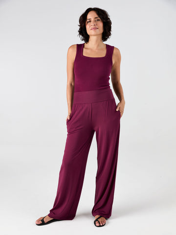 Nomad Modal Wide Leg Pant - Ruby