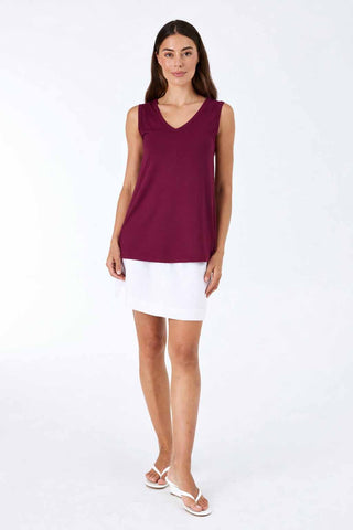 V Neck Swing Top - Ruby