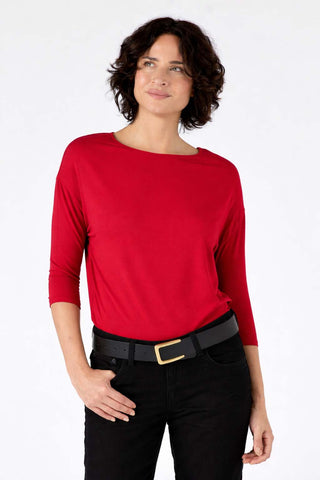 Modal Luxe Layer Tee 3/4 Sleeve - Cherry