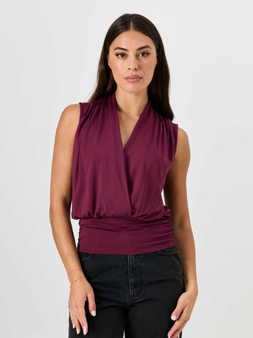 Shawl Collar Top - Ruby