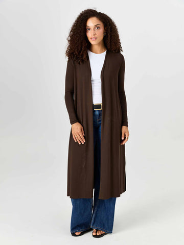 Modal Longline Cardigan - Coffee Bean