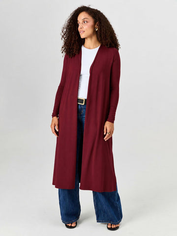 Modal Longline Cardigan - Sangria