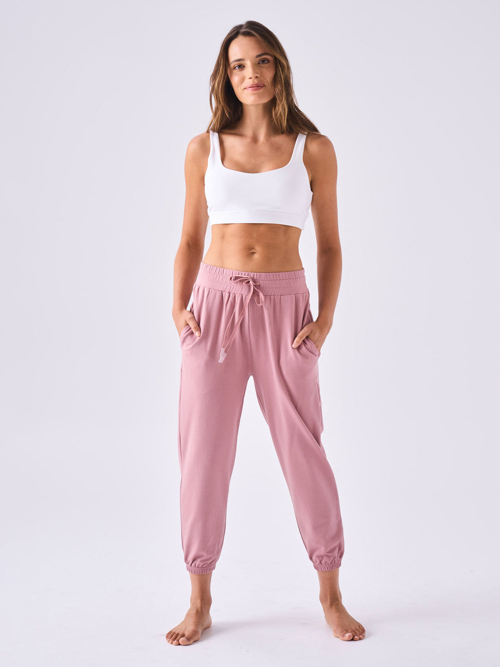 French Terry 7/8th Sweat Pant - Rosewater